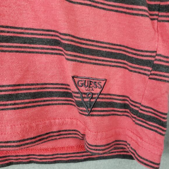 Guess Men's M Two Tone Polo Shirt Red Black Stripe‎ Retro Y2K Streetwear Iconic - Picture 2 of 7